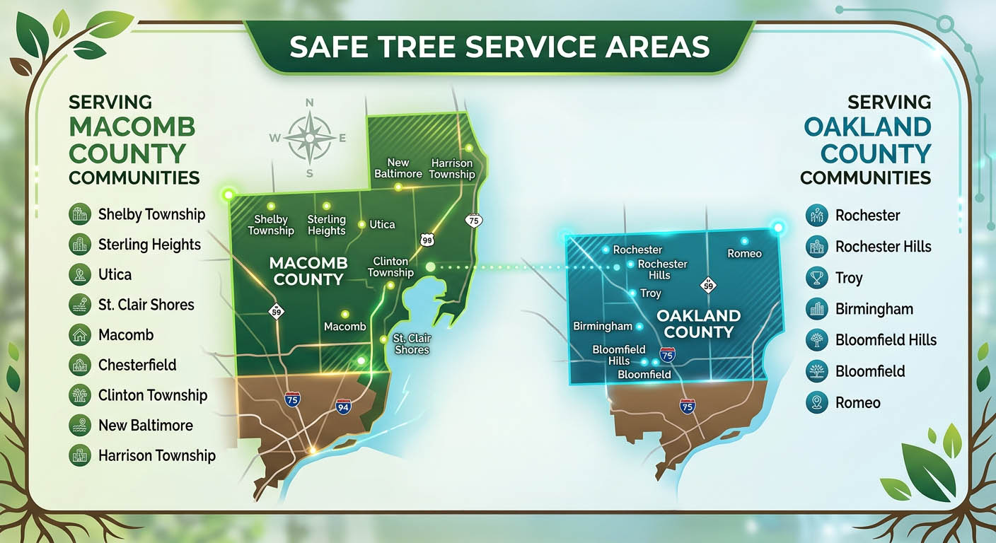 Safe Tree Michigan Tree Service Area Map